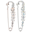 2pcs Retro Crystal Peacock Metal Large Safety Pin Brooch Sweater Scarf Clip