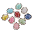 10Pc 20x15mm Oval Rhinestone Flatback Buttons Diamante Dome Cabochon Gem DIY