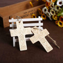10pcs/set Wooden DIY Cross Pendant Hanging Ornaments with Rope Party Decor