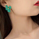 Korean Girls Flower Ear Stud Casual Women Sweet Earrings Jewelry (Green) A