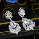 Elegant Chandelier Cubic Zirconia Long Big Crystal Bridal Drop Earring For