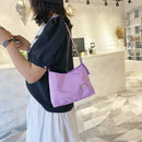 Women Simple Underarm Handbag Daisy Flower Portable Shoulder Bags (Purple)