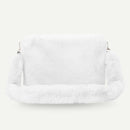 Women Plush Messenger Bag Big Capacity Fluffy Shoulder Handbags (White)