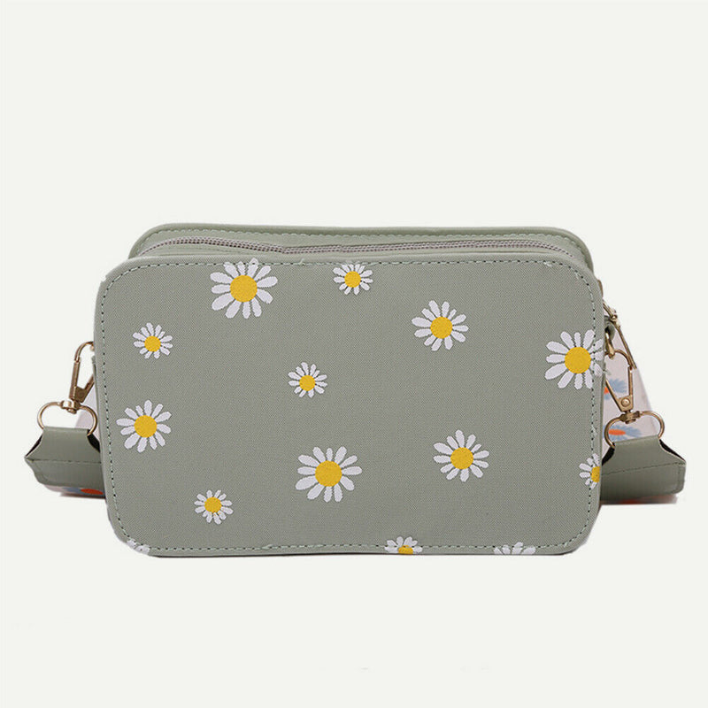Small Fresh Leather Shoulder Bags Women Girls Floral Messenger Bags (Green)