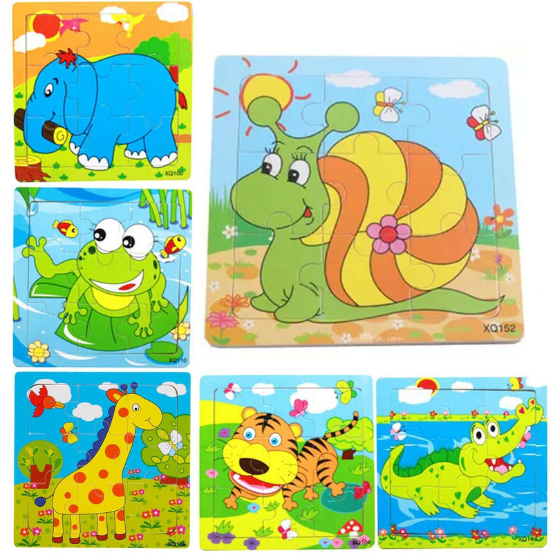 1pc Cartoon Animal IQ Development Puzzles Wooden Kids Early Education