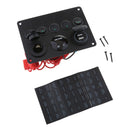 Green LED Dual USB Port Charger Voltmeter 5 Gang Toggle Switch Panel Black