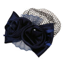 Blue Flower Bow Hair Clip Snood Net Barrette Bun Cover for Lady Women