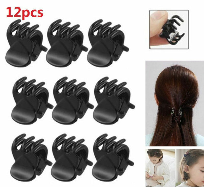 Fashion 12x Women Black Plastic Mini Hairpin 6 Claws Hair Clip Hairclip Clamps
