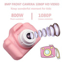 Dual Lens Kids Mini Digital Camera + 32GB TF Card USB Card Reader (Pink) A