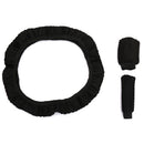3Pcs/Sets Breathable Soft Car Steering Wheel Cover Hand Brake Stop Lever BlaA3C