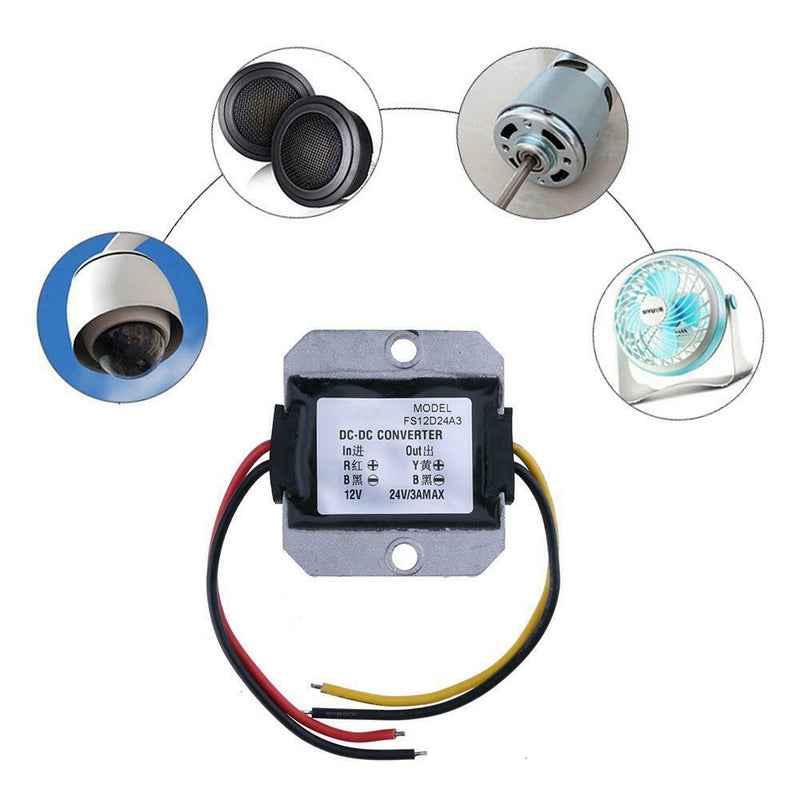 DC-DC 12V to 24V 3A 72W Car Booster Module Power Converter Waterproof