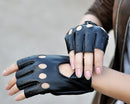 Lady PU Leather Mittens Fingerless Fad Punk Motorcycle Gloves Black SEME