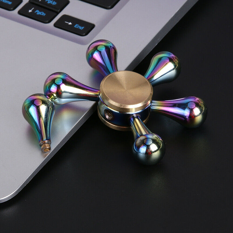 R188 +10 Steel Beads Dazzle Waterdrop fingertips Gyro Alloy Spinning Top