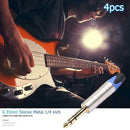 4pcs 6.35mm 6.5mm Jack Male Plug Stereo Connector Adapter for Microphone