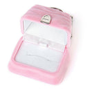 Handbag-Shape Ring Gift Box Jewelry Storage Case Velvet Pink