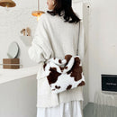 Plush Messenger Bag Women Winter Fashion Shoulder Fluffy Handbag (Brown)
