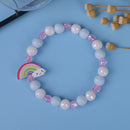 1 Set/3Pcs Cartoon rainbow wood beads girls jewelry set kids children braceleSE