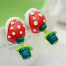 1 Pair Handcraft Polymer Clay Super Mario Piranha Plant Flower Corpse Studs U7L7
