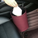 Car Trash Can Hanging Organizer Portable Collapsible Rubbish Bin PU Leather