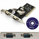 PCI to 2 Ports COM 9 Pin Serial Series RS232 Card Adapter Win 7 VISTA XP FT