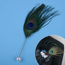 2pcs Peacock Feather Plume Boutonniere Collar Lapel Brooch Tie Hat Scarf Pin