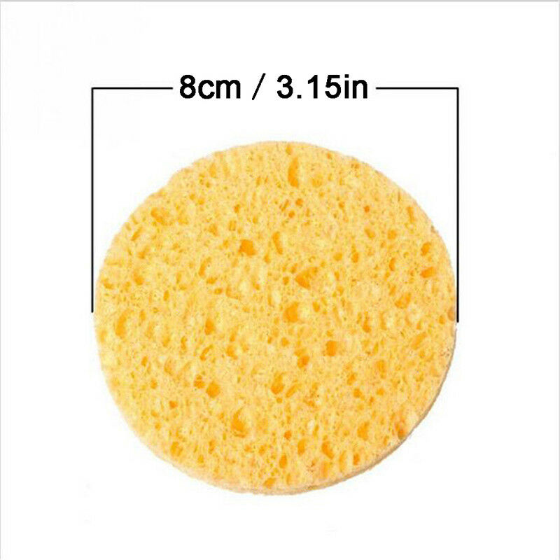 10Pcs Natural Wood Fiber Face Wash Cleansing Round Sponge Makeup Tool Women N3cN