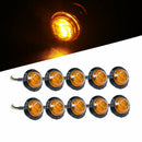 1X 3/4" Amber Yellow Small Round Side Marker lights 3LED Button Lamps Lorry 1 â„–[