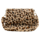Women Big Capacity Tote Retro Plush Shoulder Messenger Bag (Brown Leopard) A