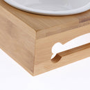 Pet Cat Raised Feeder Solid Bamboo Stand Perfect for Cats and Small Dogs