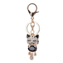 Cute Smile Cat Crystal Rhinestone Keyrings Holder Purse Bag Gift Keychains MO