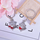 2Pcs Novelty Fashion Crown Love Heart Keyring Couple Keychain Key Ring Gift