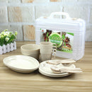 24pcs Portable Wedding Birthday Party Tableware Stylish Dishes Set Camping
