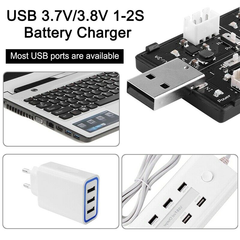 3.7V 3.8V 1S 2S LiPo LiHV Lithium Battery USB Port Charger Charging Board f V5W5