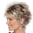 Vogue Womens fashion short Fluffy Wavy mixed Blond Brown Curly Natural Hair Wig