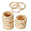 70pcs Natural Wooden Baby Teether Ring Unfinished Beads DIY Jewellery Craft