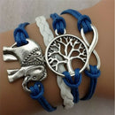 New Retro Infinity Elephant Digit Leather Rope  Wishing Trees Charm Bracelet LJ