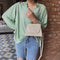 Retro Hit Color Shoulder Handbags Women Flap Woven Crossbody Bags (Beige)