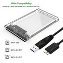 Clear 2.5" HDD Case SATA to USB 3.0 Type C Adapter SSD Hard Drive Box Enclosure1
