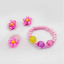 4pcs LovelyGirls Kids Beaded Sun Flower Necklace Bracelet Rings Earrings Je
