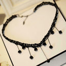 1Pc Women's Black Tassel Sexy Lace Crochet Water Drop Bib Necklace Hand Mad K8Q2