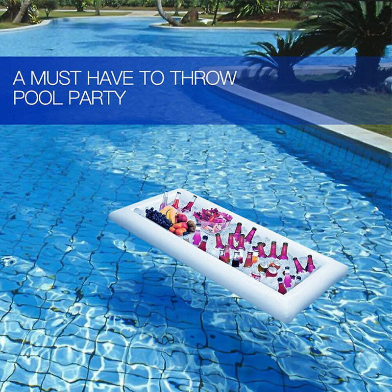 Inflatable Air Mattress Pool Water Salad Tray Beach Party Food Drink Holder