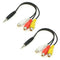 2Pcs 3 RCA Female Audio/Video Connector to 3.5mm Jack Plug Adapter Cable D7D3