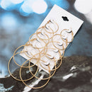 6Pairs/1Set Round Hoop Dangle Geometric Circle Earrings Women Jewelry 3C