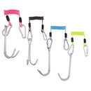 Scuba Diving Stainless Steel Dual Reef Hook & Coil Lanyard Carabiner Pink