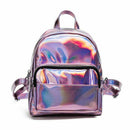 Holographic Leather Backpack for Girls Pink Mini Backpack for Women