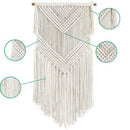 Boho Macrame Woven Wall Hanging Beige 16 X 36 Inch Modern Bohemian Tapestry
