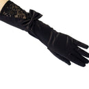 Women Black Lace Patchwork Satin Gloves Bowknot Sexy Clubwear Party Dance Glov3C