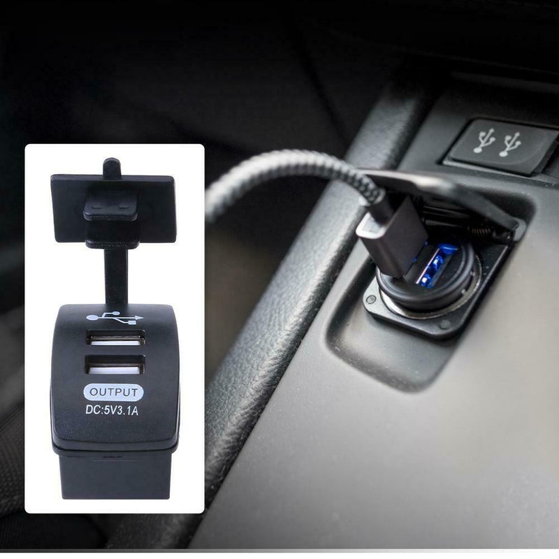 Dual USB Port Car Motorcycle Charger 3.1A Power Socket with Cover for Phone