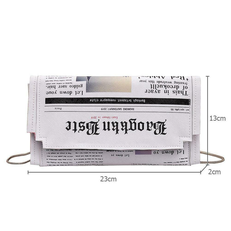 Women Crossbody Messenger Bag Newspaper Print Girls Clutches Shoulder Bag
