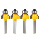 4pcs Bit Round Over Bead Edge Forming Router Bit Set - 1/4" Shank